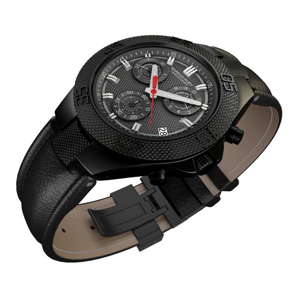 Markus Ruby Chronograph Black Steel Leather Band-98