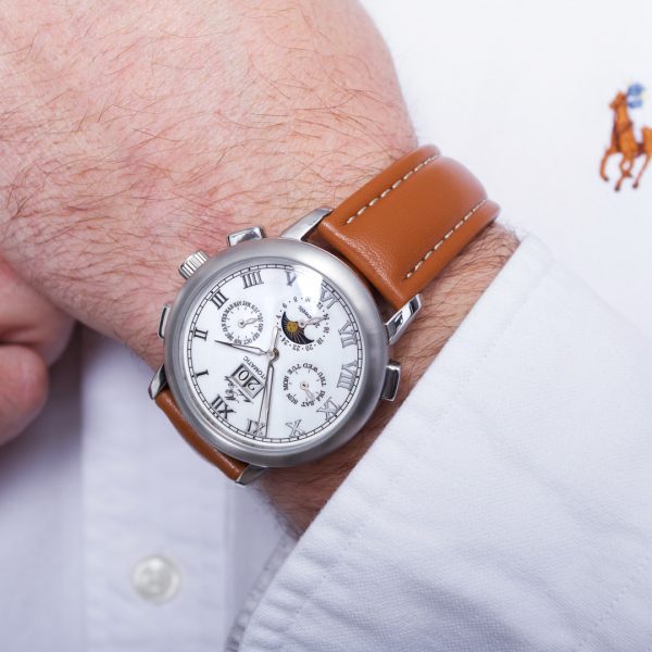 Moonphase Automatic Brown Leather White Dial-284