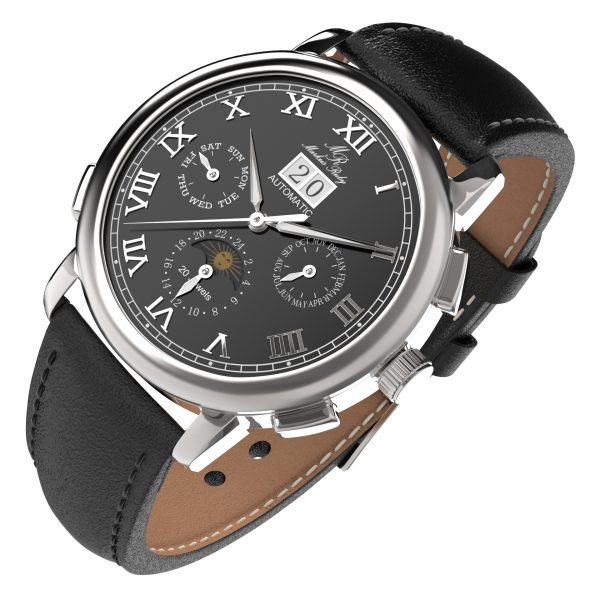 Moonphase Automatic Black Leather Black Dial-217