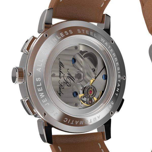 Moonphase Automatic Brown Leather White Dial-205