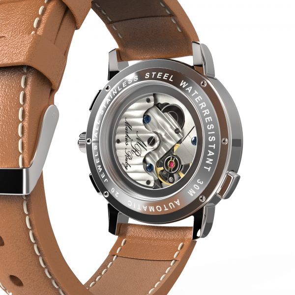 Moonphase Automatic Brown Leather White Dial-206