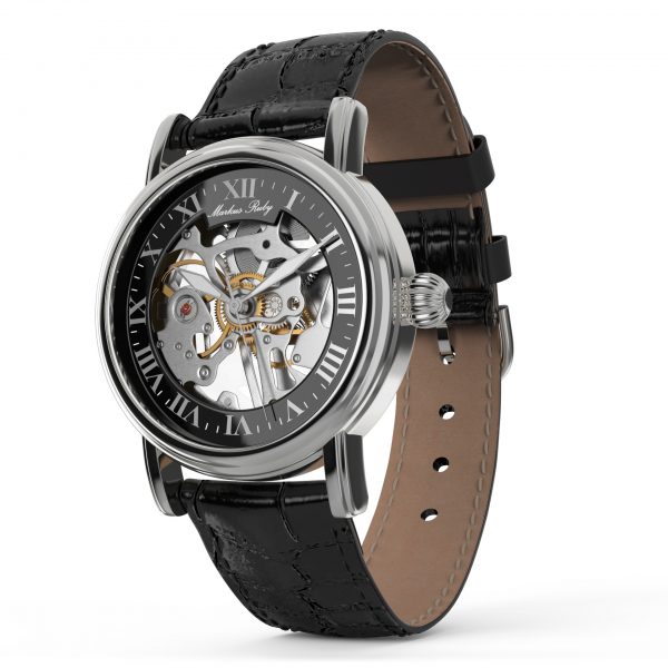 Skeleton Mechanical Black Leather Black Dial-255