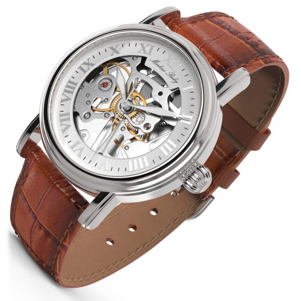 Skeleton Mechanical Brown Leather White Dial-269